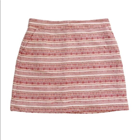 LOFT Skirt Pink Red Orange Multicolor Striped Lined Pencil Mini Skirt Size 8 - Picture 1 of 12